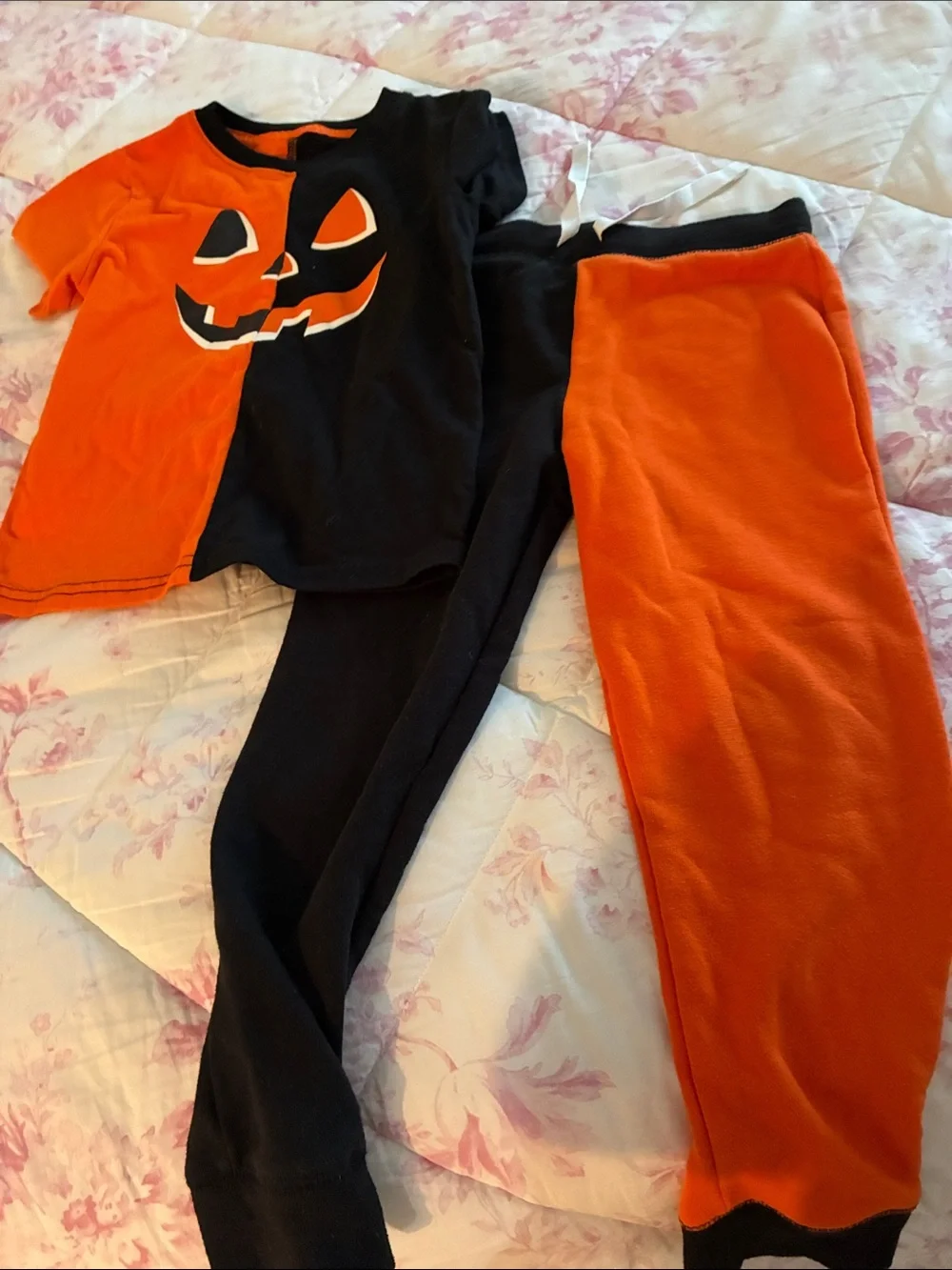 Children's Orange and Black Pumpkin Pajama Set